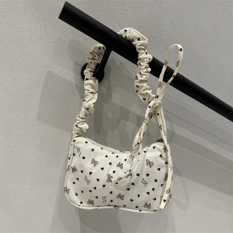 Corduroy Polka Dot Ruffle Crossbody Bag - Autumn/Winter 2025 Collection