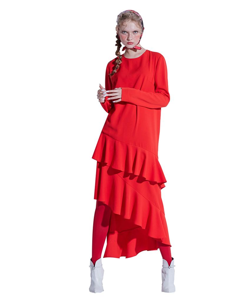 Greedius Red Ruffle Dress