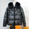 Женский короткий пуховик с воротником из искусственного меха 86-90% белый утиный пух Легкая теплая зимняя куртка для миниатюрных