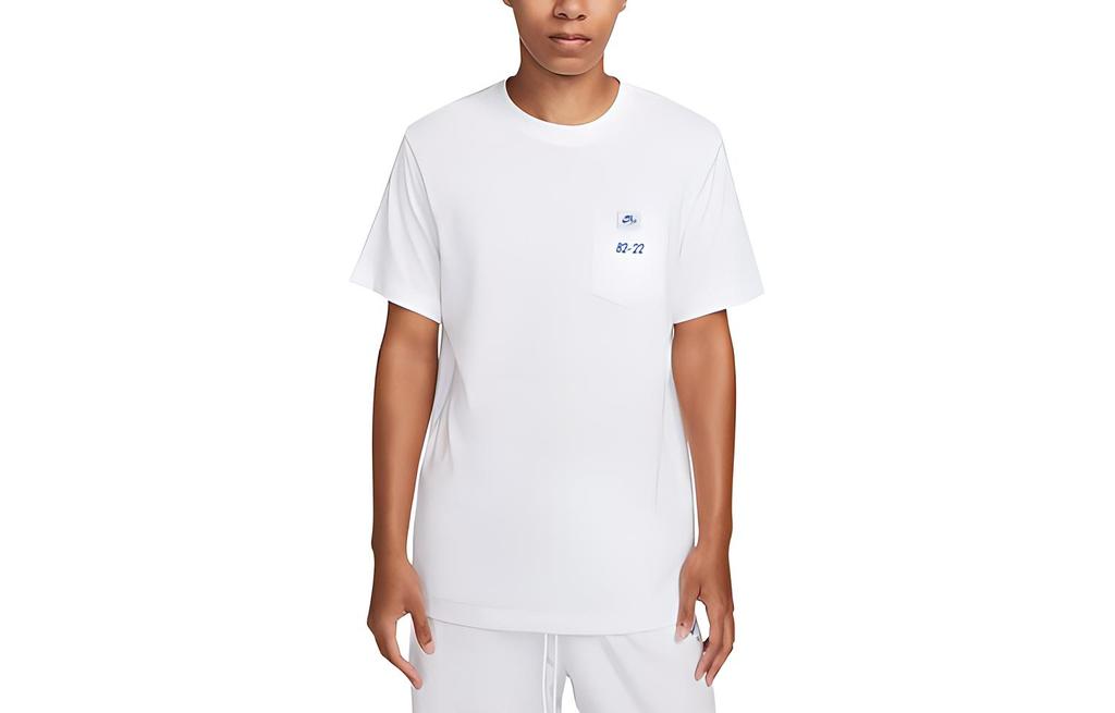 Nike T Shirts Men's White Crew Neck Moderate Straight Fit DX1082-100