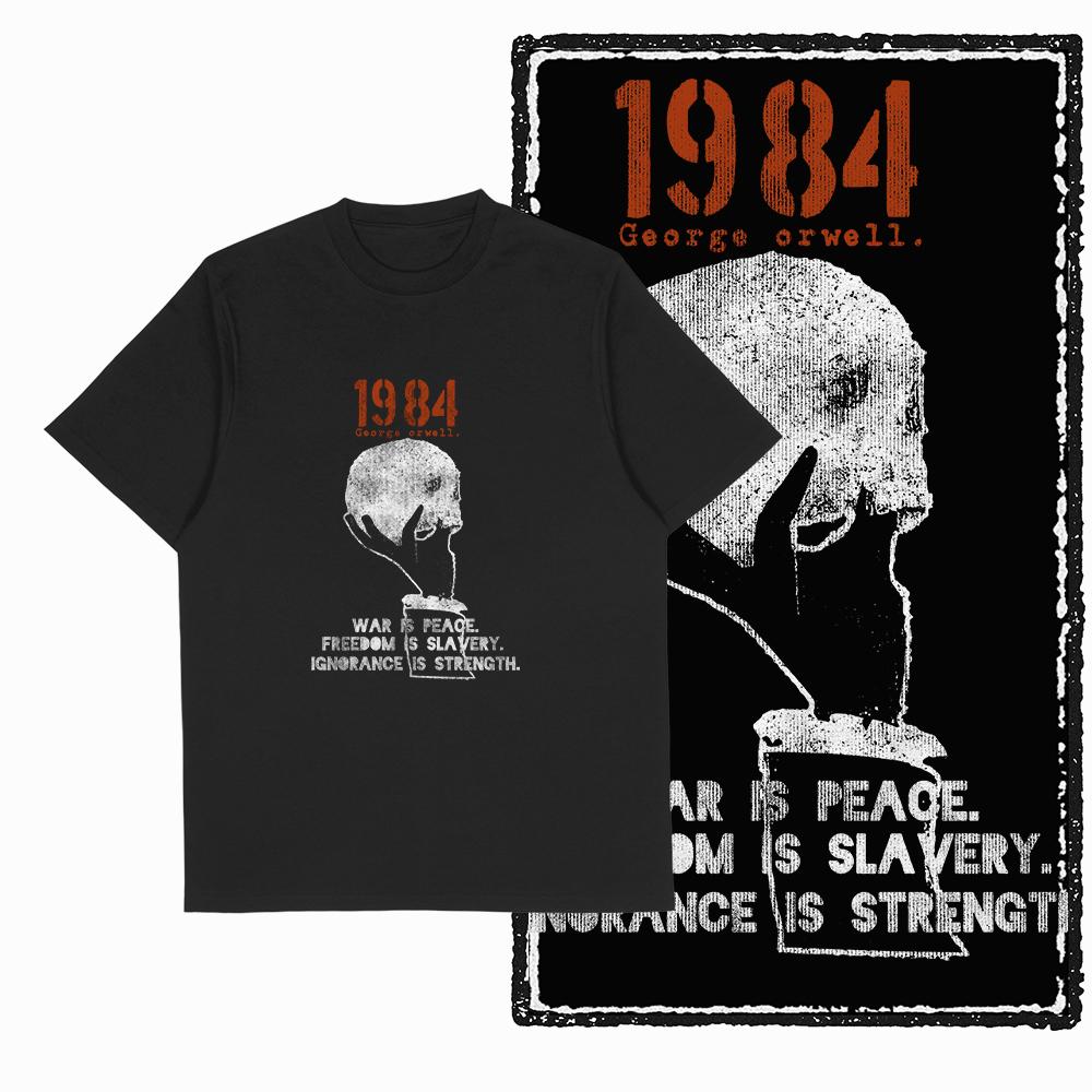 Coolmind X0019 Хлопок большой размер принт 1984 эксклюзивная графика унисекс футболка свободная с круглым вырезом унисекс футболка повседневная футболка для унисекс футболок