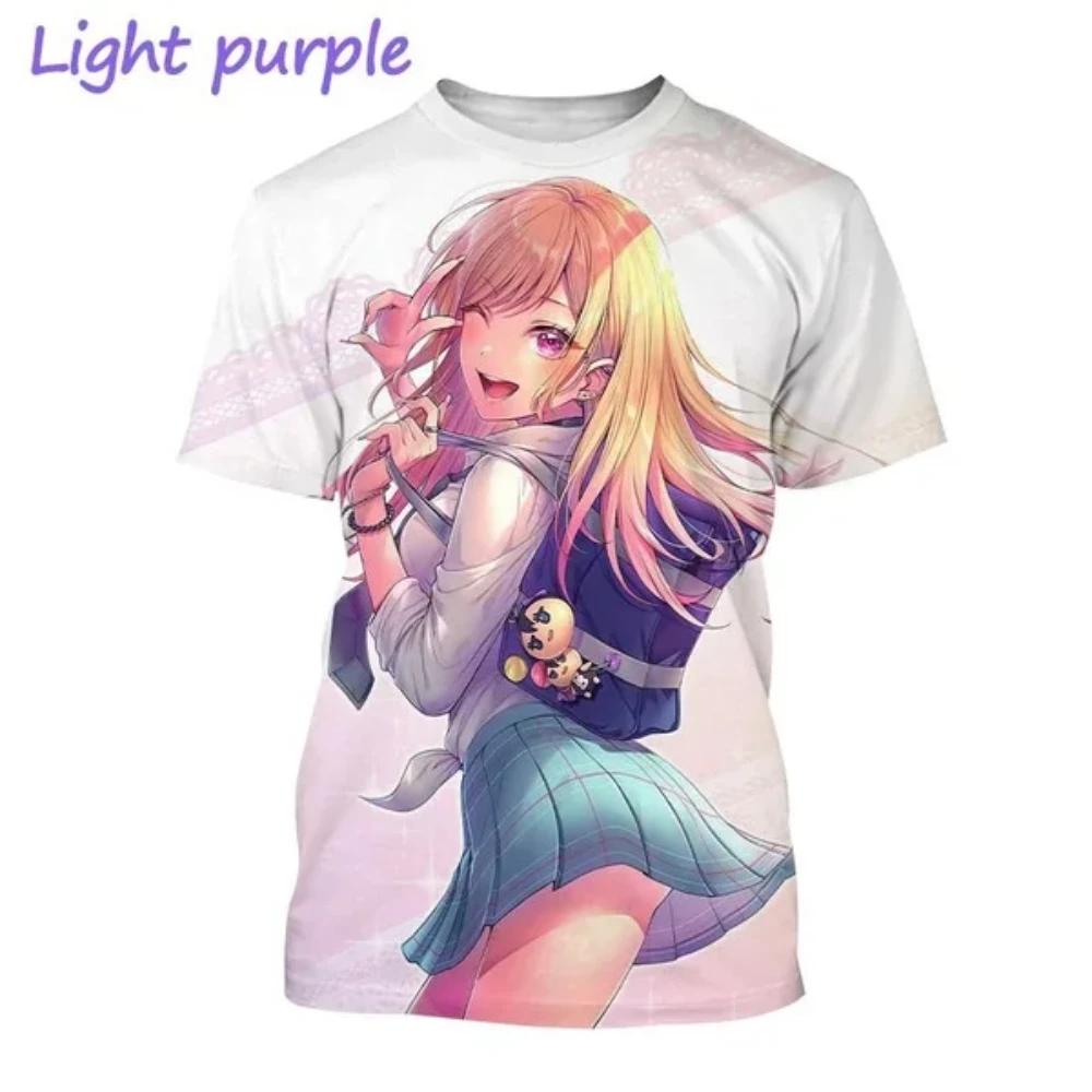 Футболки с изображением персонажа аниме Марин Китагава для мужчин и женщин с 3D-принтом, летние футболки Harajuku с круглым вырезом, дышащие, с коротким рукавом, повседневные детские футболки