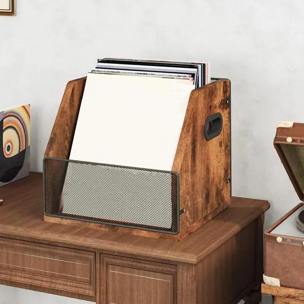 Record Storage Box Album Organizer Rack Record Storage Holder Desk Case for Living Room Dorm Room Apartment Garage Closet Teens