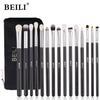 Eye Makeup Brushes Set 15pcs Natural Goat Hair Eyeshadow Brushes Set Soft Synthetic Blending Concealers Eyeliner With Bag
