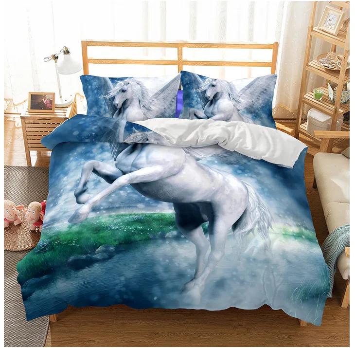 Iceberg Unicorn Quilt Cover Set Pillow Cover 3D Print Pink Green Babysbreath Navy Blue Bed Cover Set For Boy Gril Teen Dropship