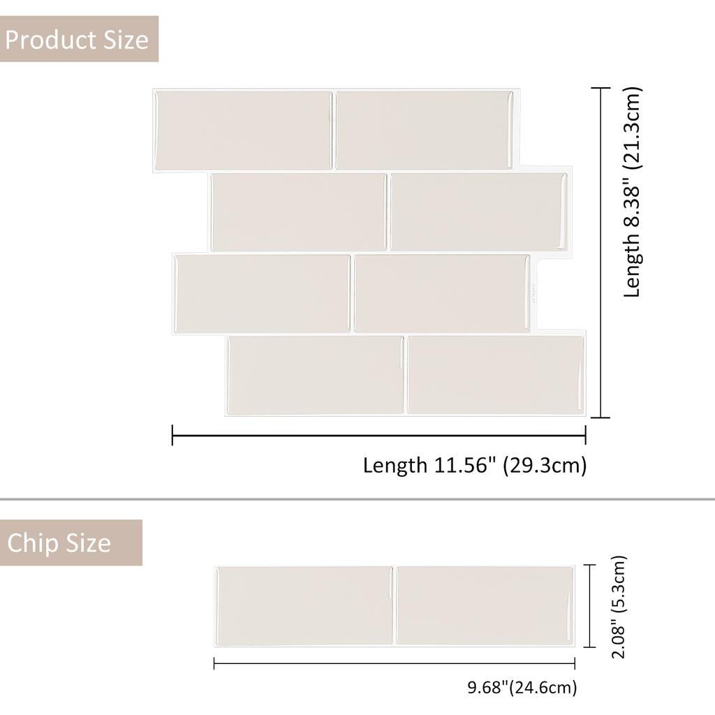 3 pcs/pack Strong Adhesive Wallpaper DIY Subway Wall Tiles Kitchen Bathroom Backsplash Stickers Waterprof for Home Decoration