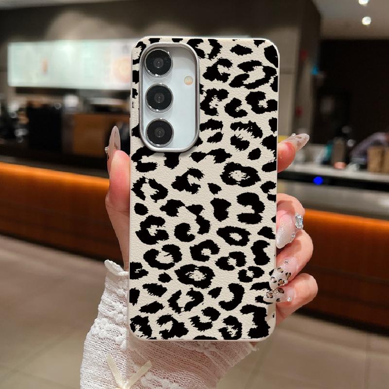 Модный мягкий матовый чехол для телефона с леопардовым принтом TPU для Samsung S25 S24 FE S23 Ultra S22 A16 A56 A55 A15 A54 A35 A34 кожаная текстура противоударная задняя крышка