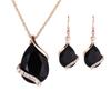 Zinc Alloy Crystal Glass Polygonal Necklace & Large Water Drop Earrings Set for Women