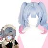 Cosplay Hatsune Miku Rabbit Hole Wig Blue Gradient Pink Tiger Claw Clip Double Ponytail Wig