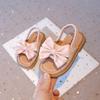 Baby Girls Summer Beach Shoes with Sweet Bowtie Kids Flat Sandals Butterfly-knot Elastic Band Soft Open Toes Fashion 2025 New