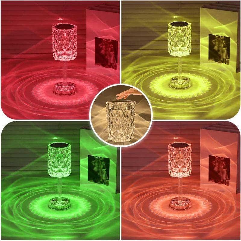 Портативная хрустальная светодиодная настольная лампа, 3 цвета, сенсорное управление, перезаряжаемая лампа, ночник, прикроватная лампа, лампа для столовой (16-цветный)