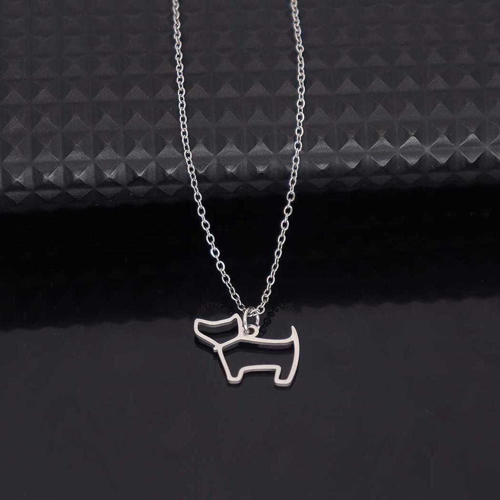 Stylish Stainless Steel Dog Pendant Necklace - Clavicle Chain Puppy Accessory