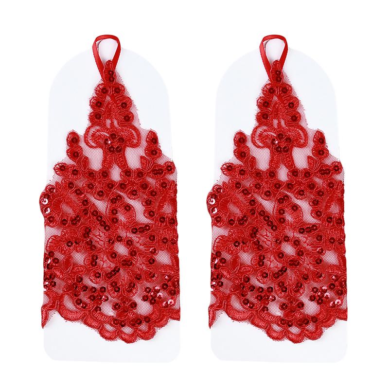 Кружевные перчатки, украшение свадебного платья, элегантные вязаные крючком аксессуары для свадьбы, аппликация с блестками, перчатки без пальцев для невесты, хит продаж