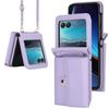 Suitable for moto Razr 70 mobile phone leather case, foldable solid color backpack, Samsung Z Flip8 flip cover with card slot case 6