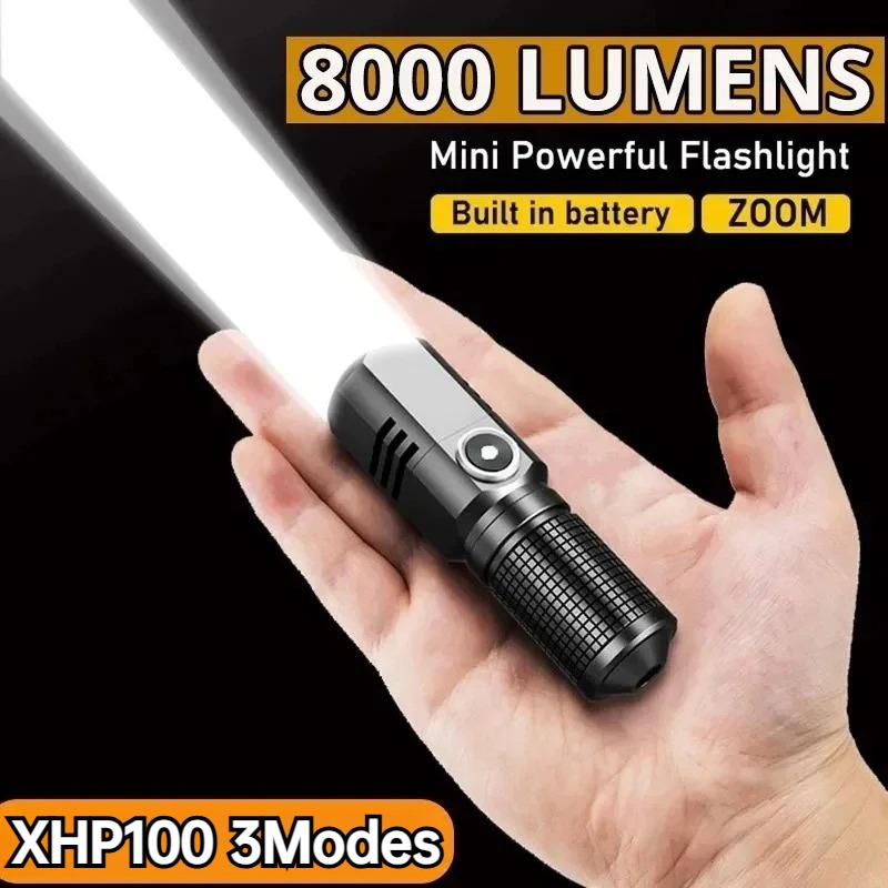 Суперяркий Мини-фонарик LED, перезаряжаемый через USB, с зумом, 3 режима, водонепроницаемый, для кемпинга, рыбалки на открытом воздухе