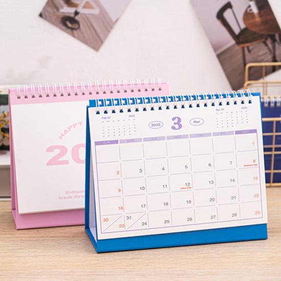 2025 Small Desk Calendar Standing Flip Desktop Calendar Monthly Planner Time Management Organizer for Home Office School