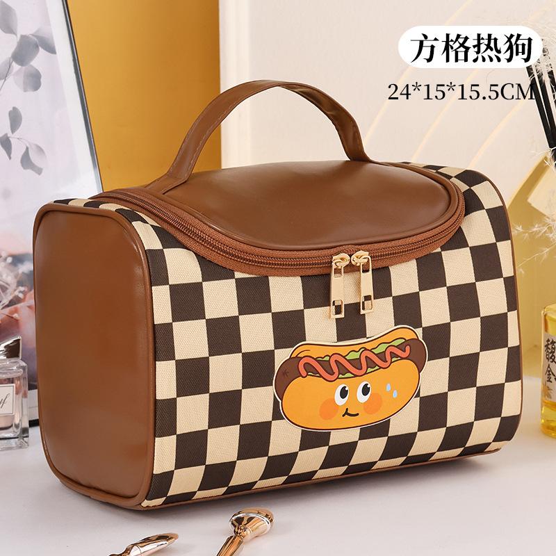 Высококачественная новая косметичка женская большая вместительная хот-дог шахматная доска портативная дорожная косметичка туалетная сумка сумка для хранения