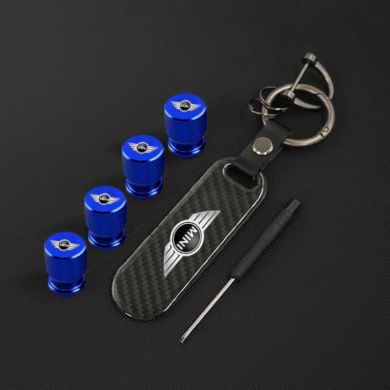 Carbon fiber Tire Valve Stems Cap Keychain Style Wheel Air Valve Cover For BMW Mini Cooper R50 R53 R55 R56 R60 R61 F54 F55 F56 IJOPV1