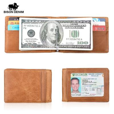 Модные винтажные мужские кошельки RFID из натуральной кожи, тонкие мужские зажимы для денег