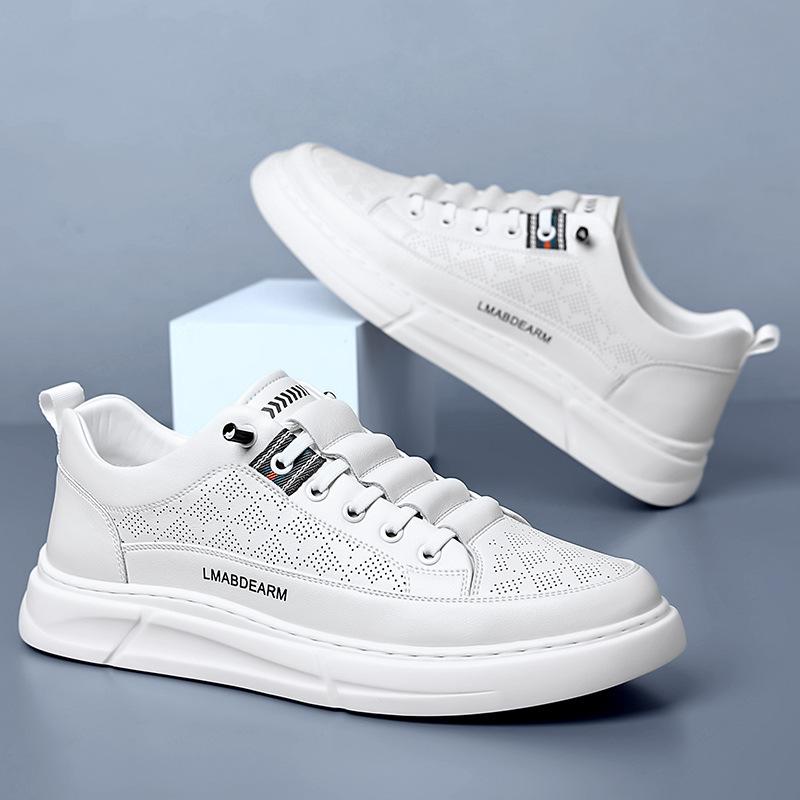 Маленькая белая обувь, кеды, мужская повседневная обувь, модная кожаная обувь, мужская обувь из коровьей кожи, мужская обувь, дышащая, на одной педали, 2025
