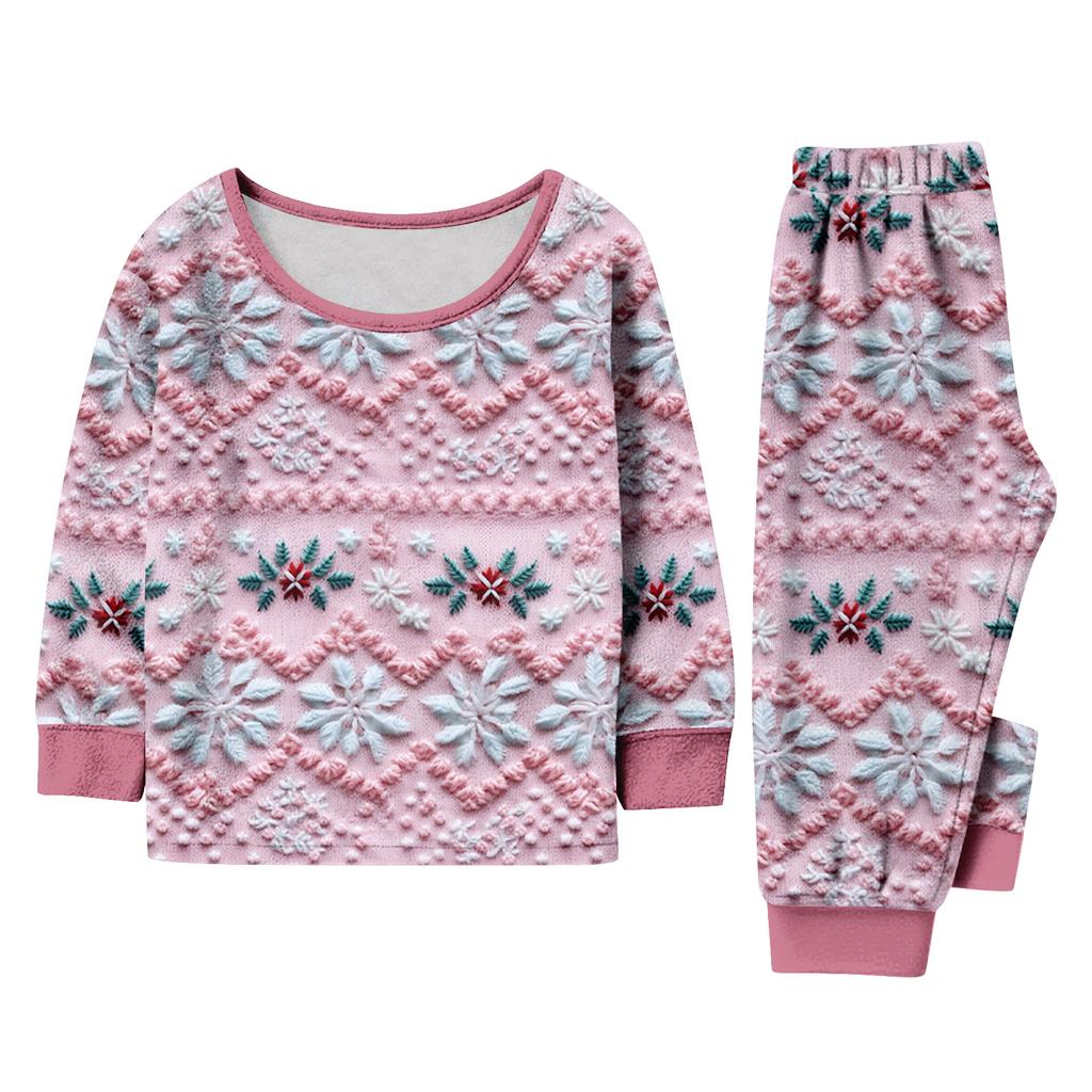 Парный семейный рождественский фланелевый домашний комплект с принтом, топ с длинным рукавом и брюки
