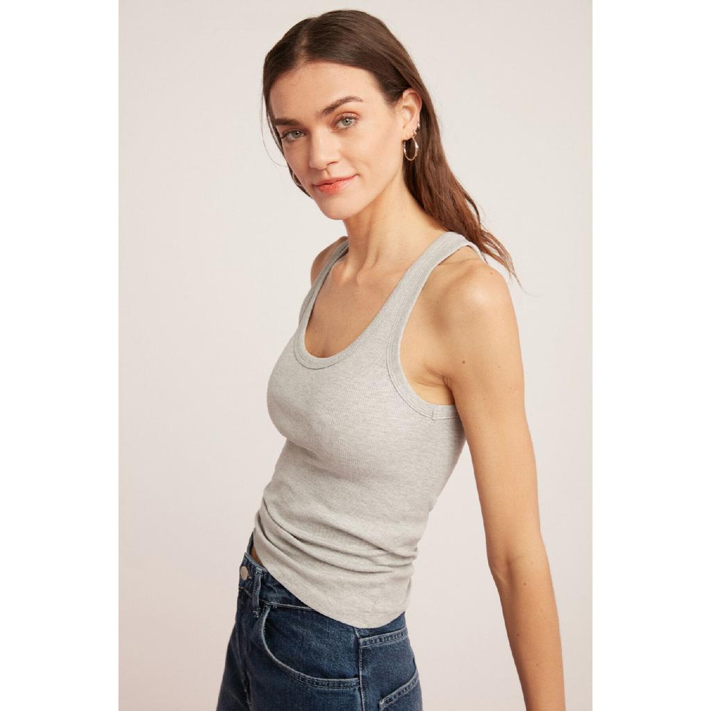 Lllesol Женская базовая белая майка в рубчик на толстых бретелях