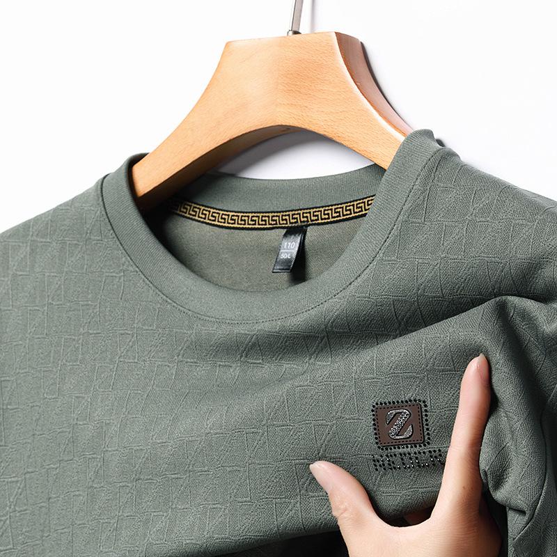 Мужская базовая футболка с длинным рукавом на осень, свободная повседневная модная футболка с круглым вырезом для мужчин среднего возраста