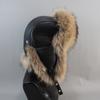 Unisex Outdoor Windproof Winter Natural Real Fox Fur Bombers Hats Quality Raccoon Fur Cap Man Luxury Real Sheepskin Leather Hat
