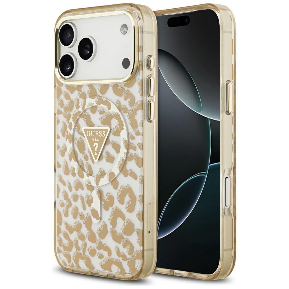 Etui Guess Leopard Glitter Magsafe Do Iphone 17 Pro Max Brązowy