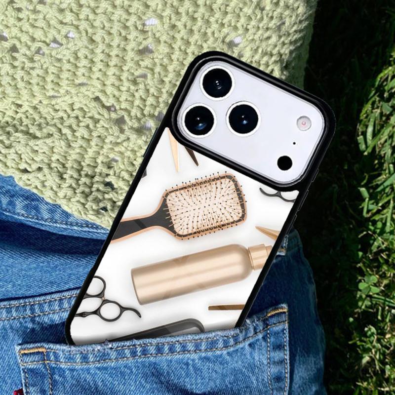 Hair Stylist Scissors Brush Switch phone case cover Compatible with for IPhone 17air 16e 15 14 13 12 11Pro Max 17 Air