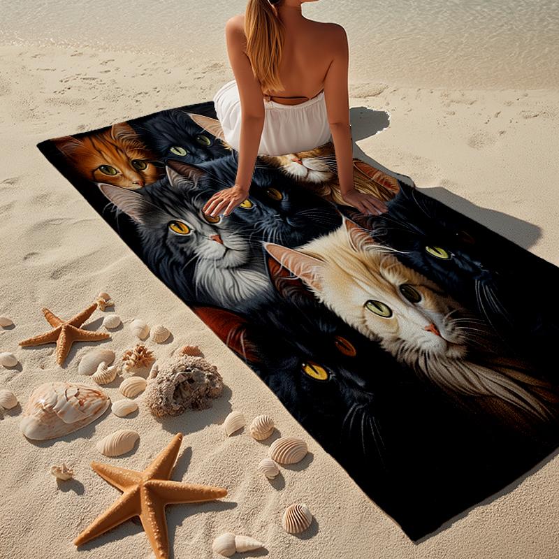 Crystal Cats Fantasy Beach Towel, Super Soft Microfiber, Gift for Her/Him, Birthday, for Pool, Beach, Travel, Home Decor Fan gifts