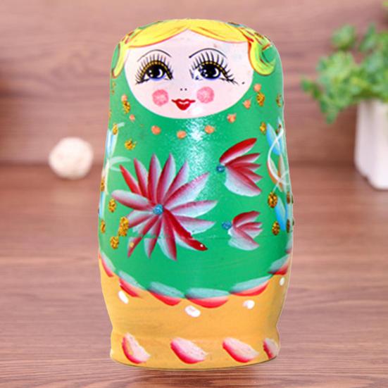 1 Set Nesting Doll Unique Pattern Wear Resistant Wood Girls Russian Stacking Dolls Desktop Decor for Home
