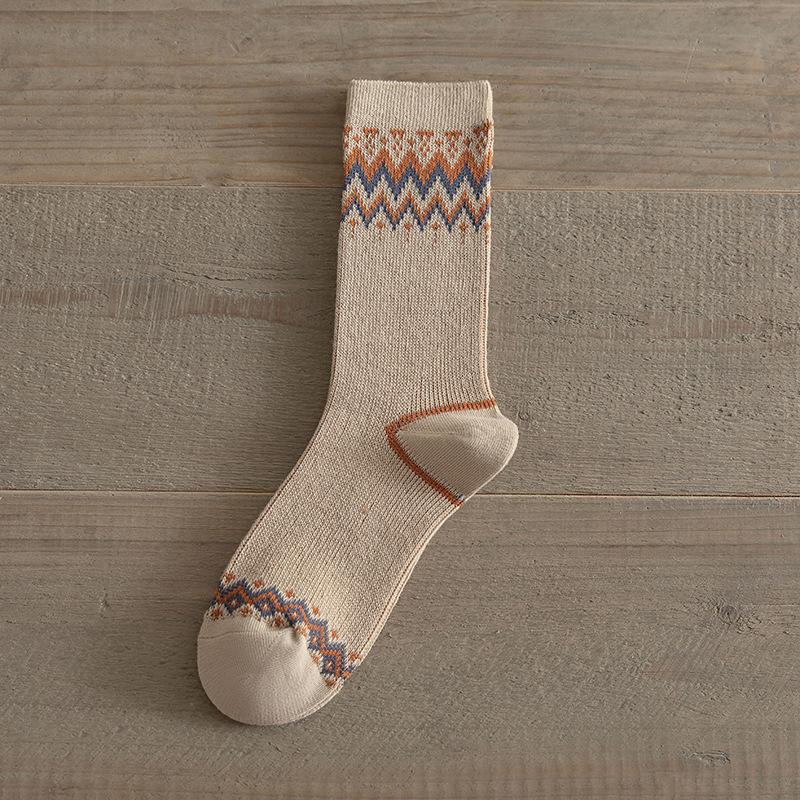 Осенне-зимние коричневые носки средней длины, модный клетчатый узор, ретро-мода, носки средней длины, влагоотводящие и дышащие хлопковые носки