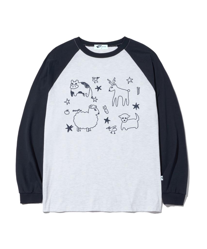 ESCAPEFROM Animals Print Long Sleeve Navy