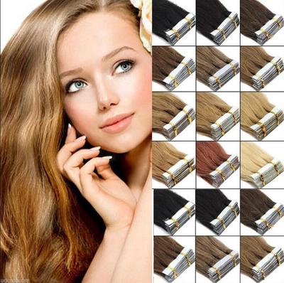 100% Натуральные волосы Пряди на коже ПУ Наращивание волос 30/35/40/45/50/55/60 см 10 шт./упак.