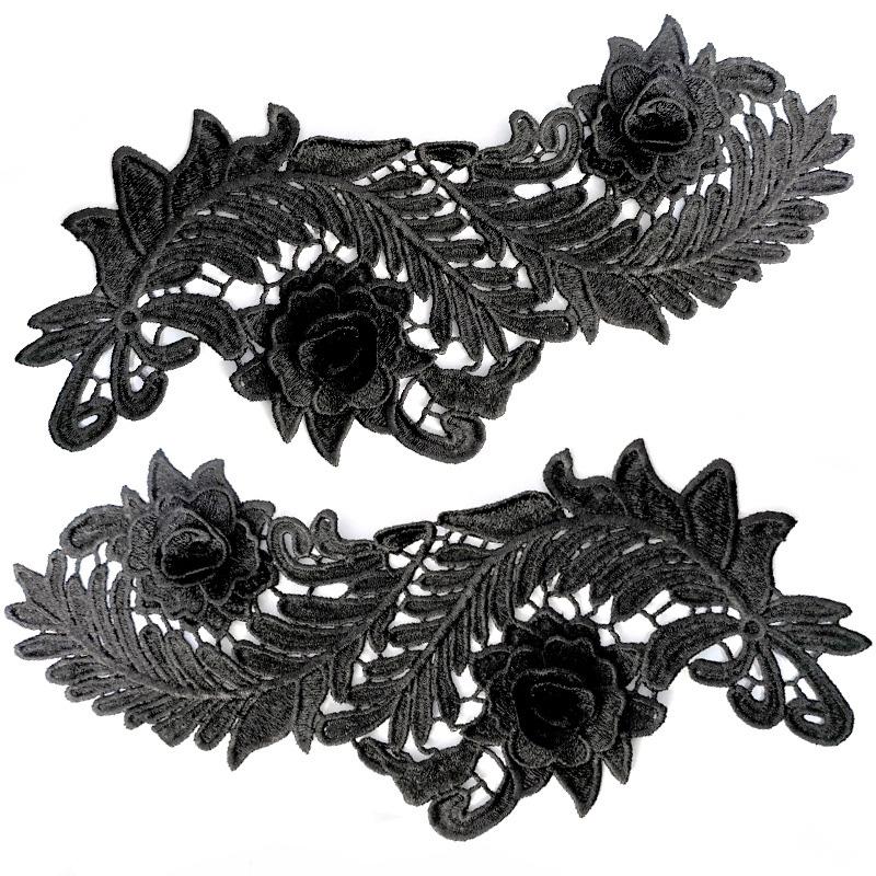 1 пара аппликаций из ткани с цветами для модной одежды, платья, декора, 3D, полые, водорастворимые, для DIY-поделок, кружевная вышивка