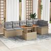VidaXL 7-Piece Garden Sofa Set with Beige Cushions Poly Rattan 3358079
