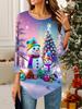 Женская свободная футболка с круглым вырезом и рукавом три четверти с 3D рождественским узором. Идеальный подарок на Хэллоуин и Рождество.
