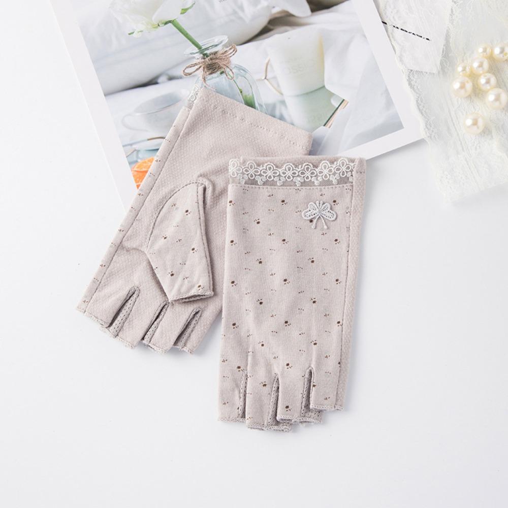 Anti-slip Women Half-finger Gloves Cotton Sunscreen Gloves Fashion Cycling Gloves for Cycling