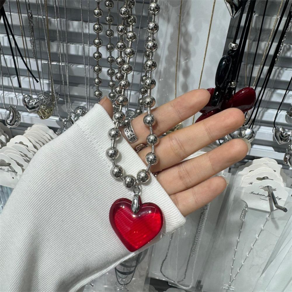 Jewelry Gift Red Heart Necklace Spicy Girl Style Fashion Chokers Punk Women's Necklace Women