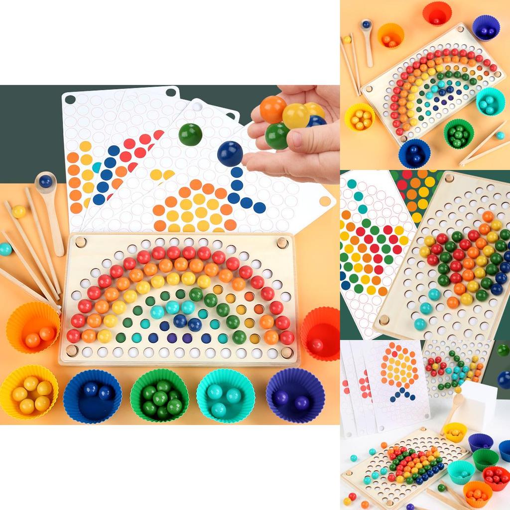 Rainbow Clip Beads Family Interactive Wooden Puzzle Toy For Early Learning