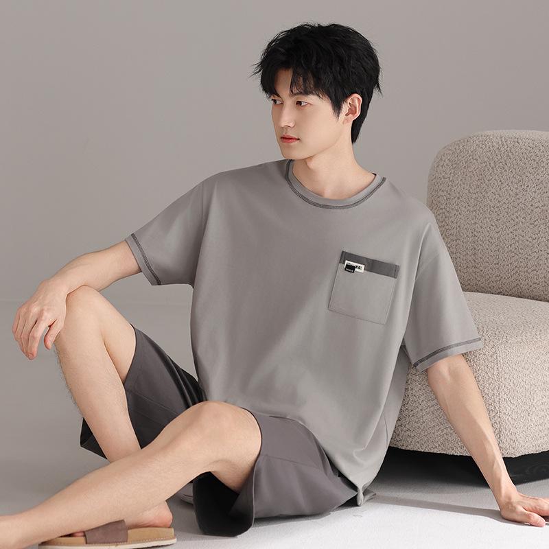 Pajamas Men's Summer Cotton Short Sleeve Shorts 1011 New Summer Thin Outer Wear Men's Large Size Loungewear Set