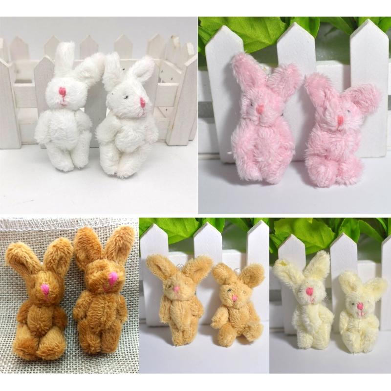 5pcs 4.5cm 6cm 5-color Soft Mini Joint Rabbit Pendant Plush Bunny For Keychain Bouquet Toy Doll DIY Ornaments Gifts