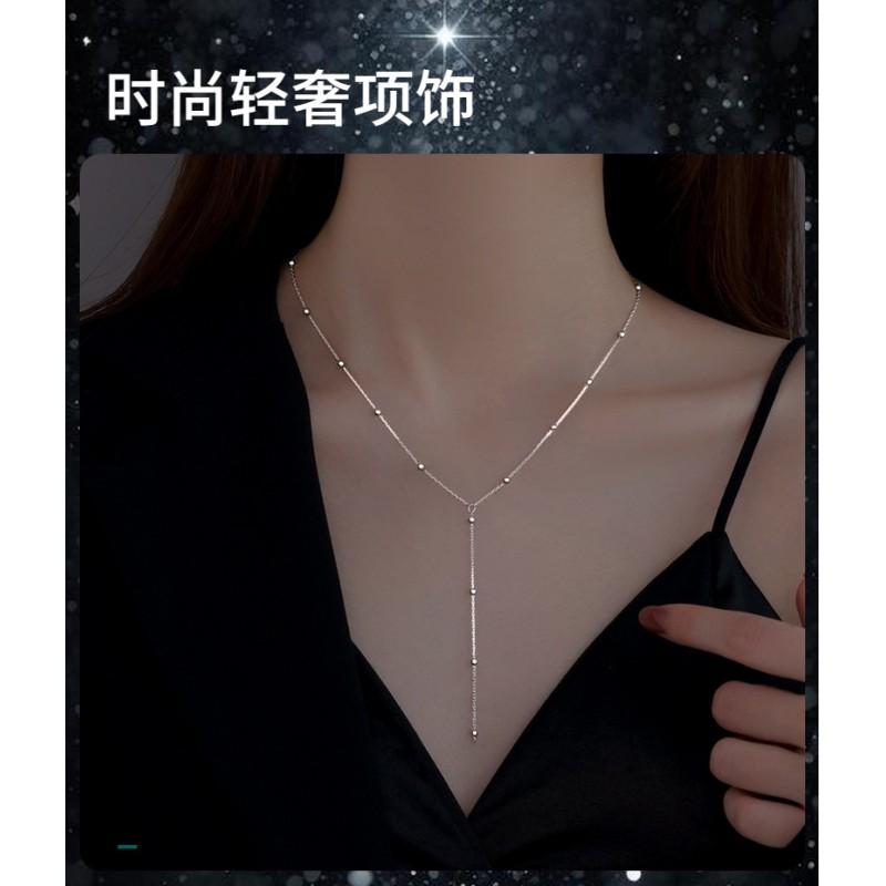 990 Sterling Tassel Necklace Women Luxury Minimalist Clavicle Chain French Style Ins Trendy Chest