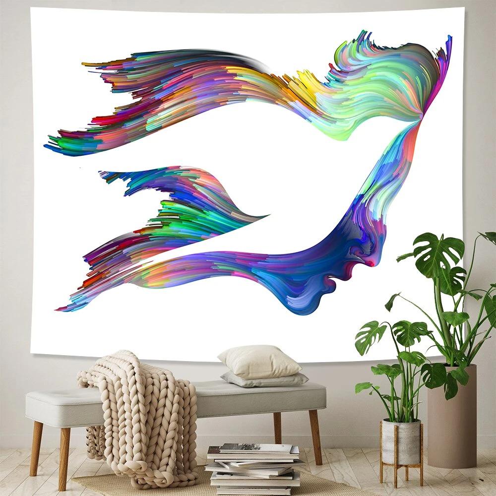 Абстрактный персонаж Боковая сторона Узор Подвесной Ткань Спальня Гостиная Гобелен Домашнее Настенное Украшение Гобелен