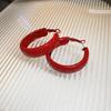 Серебряная Игла Анкара Красные Геометрические Большие Серьги-Кольца для Женщин - Высококлассный Ретро Стиль