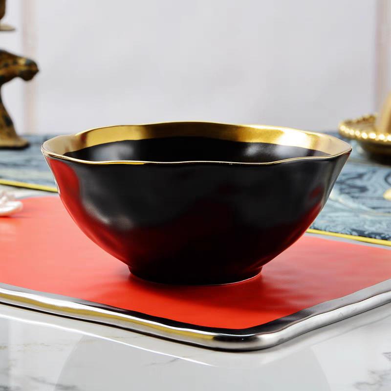 Керамическая позолоченная миска для еды в европейском стиле, покрытая зеленой глазурью, цветная глазурованная миска для фруктового салата, миска для завтрака в европейском стиле, 6-дюймовая миска