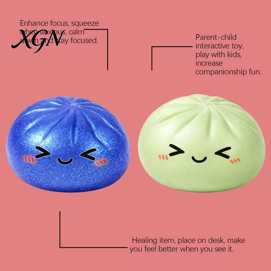 Soft Tactile Toy Bun Squeeze Non-Sticky Slow Rebound Stress Relief Fidget Simulated Fold Cute Shape Portable Decompression Gadget for Kids Adults
