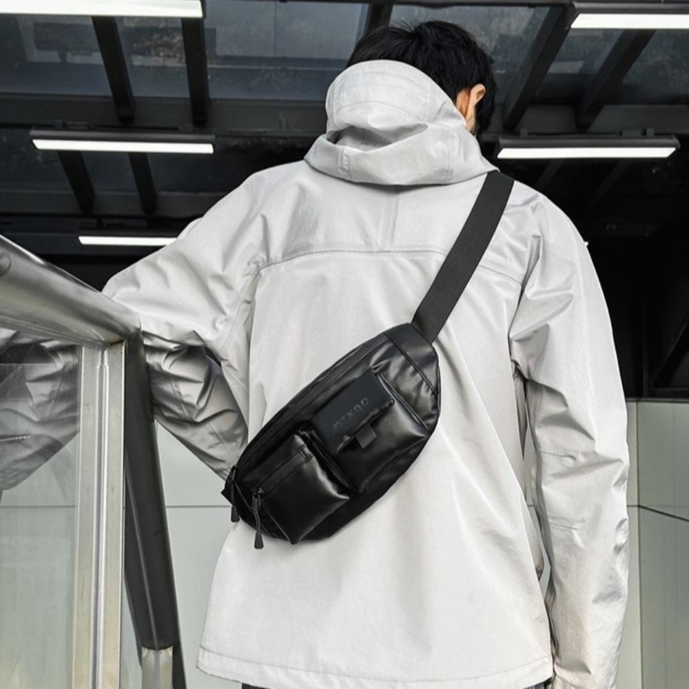 Однотонная мужская нагрудная сумка Легкая поясная сумка для телефона Простая спортивная сумка для телефона Мужская