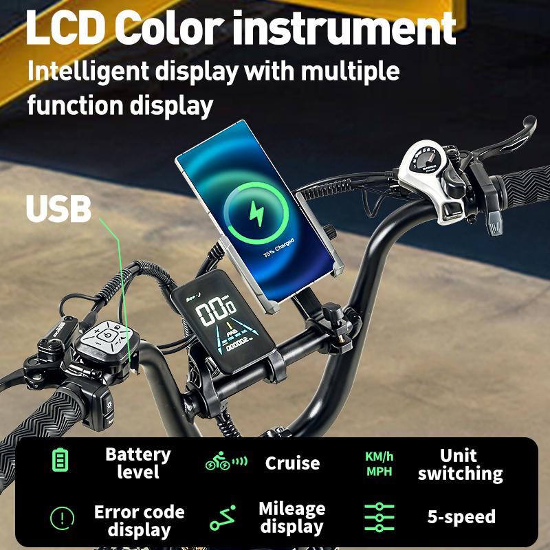 BURCHDA AZ20 Горный электровелосипед, 48В 20Ач литий-ионный аккумулятор, 20-дюймовый взрослый городской электровелосипед 2025 новый, 1500Вт45КМ/Ч, 4.0 фэтбайк